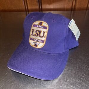 NWT LSU Tigers Embroidered‎ Dad Hat Baseball Cap Purple White Stripe 90s VTG NOS